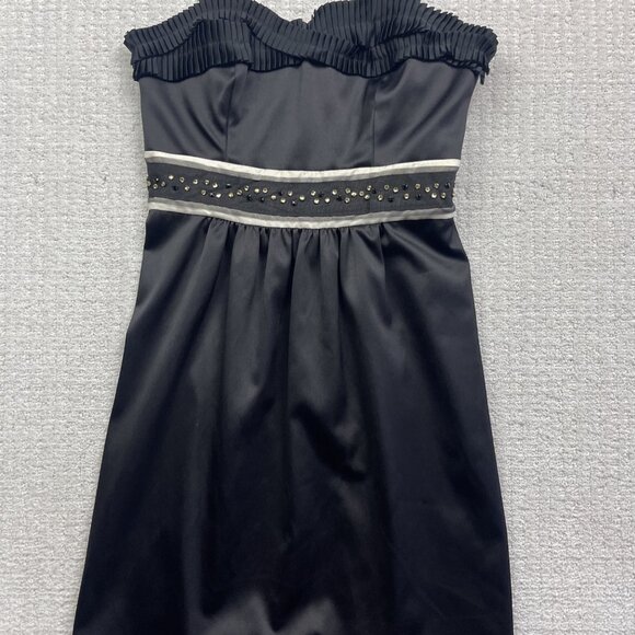 Max & Cleo Evening  Cocktail Dress Mini Strapless Party Sz 4 Black Rhinestone - Picture 3 of 13